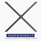 set 2 pieces legs steel table with x with 16 screws included, preferential legs with 4 holes, 80x4x72cm, black - Borgè