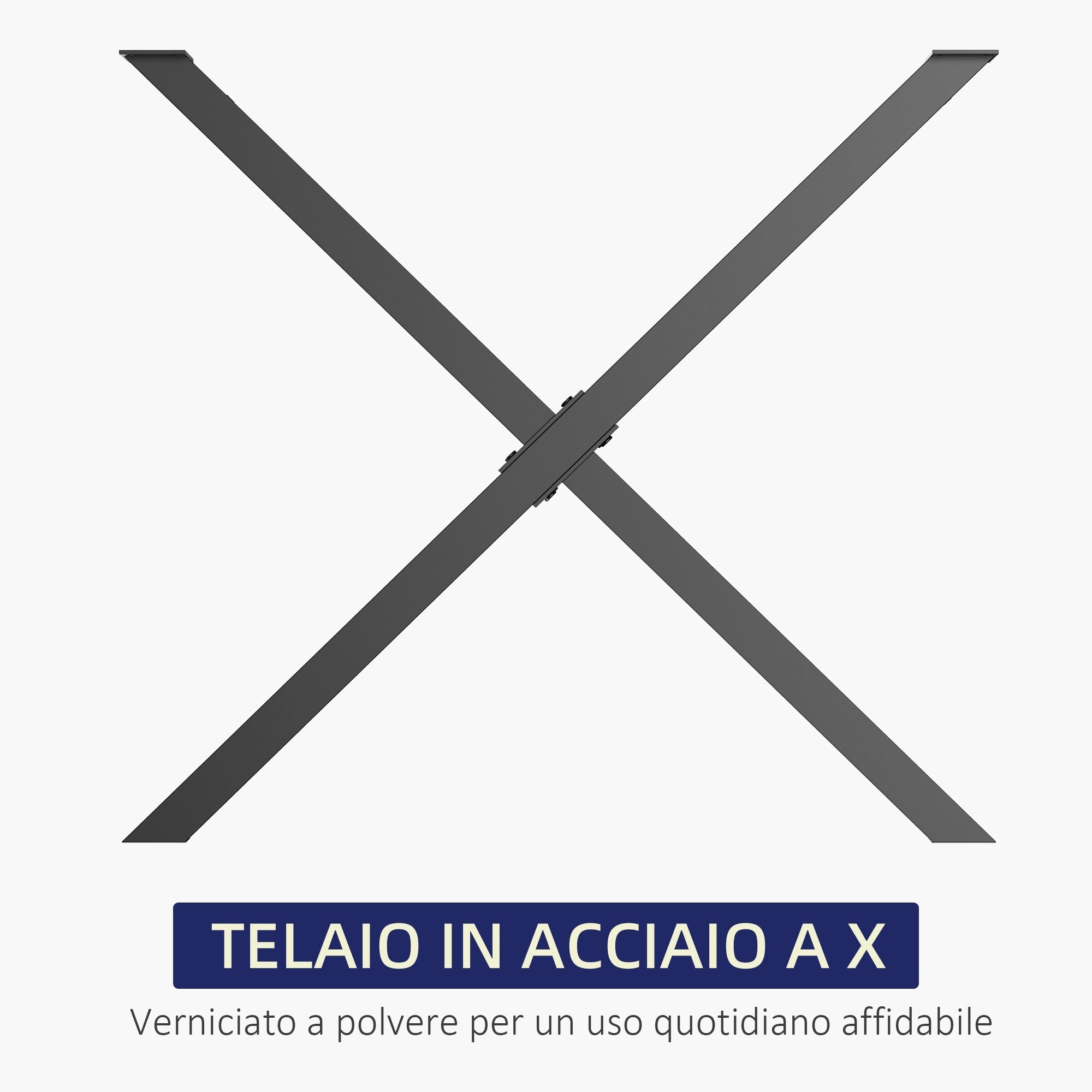 set 2 pieces legs steel table with x with 16 screws included, preferential legs with 4 holes, 80x4x72cm, black - Borgè