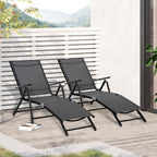 Oustunny set 2 folding garden deckchair with adjustable backrest, 64x134x95cm, black - Borge' Group Limited
