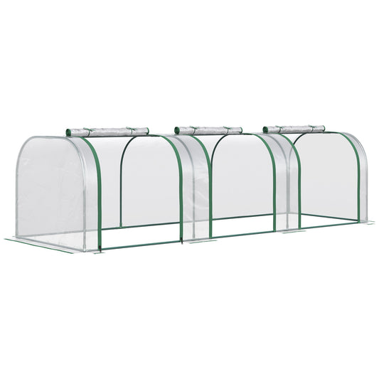 Outsunny Transparent PVC and Steel Tunnel Greenhouse with Hinged Doors, 295x100x80 cm - Borgè