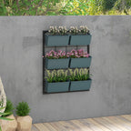3 -level vertical garden outsunny with 6 steel and plastic vessels, 52x14x66cm, dark green - Borgè
