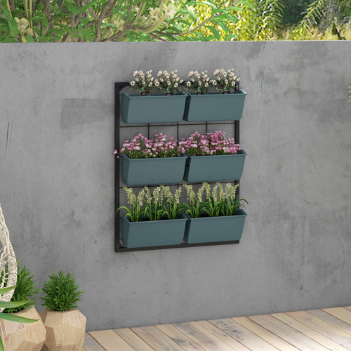 3 -level vertical garden outsunny with 6 steel and plastic vessels, 52x14x66cm, dark green - Borgè