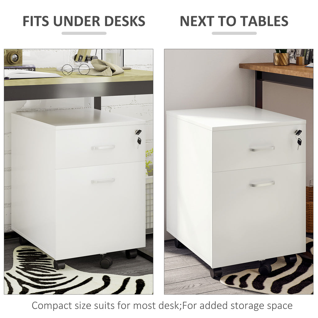 Vinsetto White Lockable 2-Drawer File Cabinet - Borgè