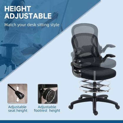 Ergonomic office chair in breathable fabric with adjustable height and folding height, 59x65x110-130 cm - Borgè