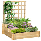 3-Tier Outdoor Planter with Fir Wood and Non-Woven Fabric Trellis, 95x95x110 cm - Borge' Group Limited