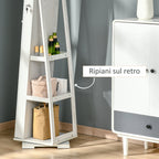 swivel mirror for bedroom with 2 keys, in white and glass wood, 38x38x160 cm - Borgè
