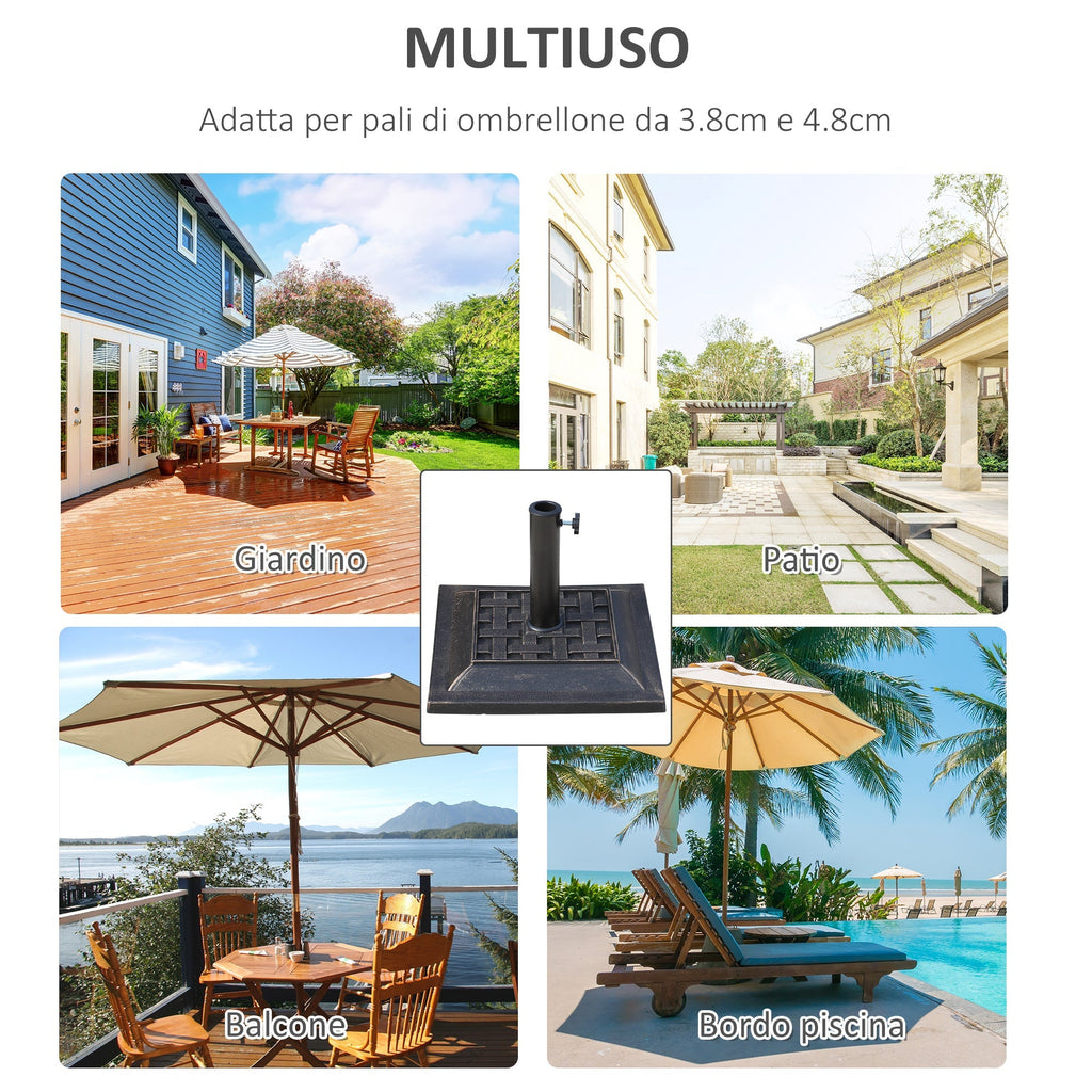 Vintage Style Resin and Steel Garden Umbrella Base, 44x44x32cm, Black and Bronze - Borge' Group Limited