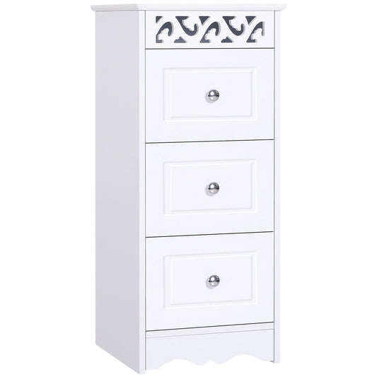 Wooden Bathroom Bathroom Cabinet With White Floral Forgotter Decor 30 x 30 x 68.5cm - Borgè