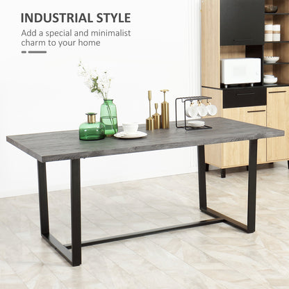 Industrial Chic: Rectangular Dining Table for 8, 180x90x75cm, Grey and Black - Borgè