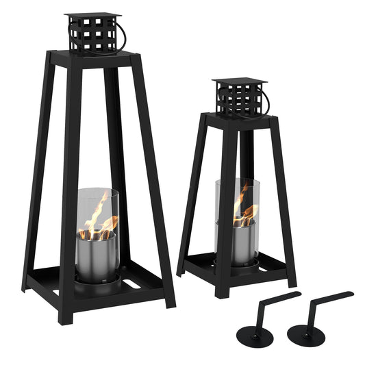 Homcom set 2 bioethanol fireplaces from the ground and table for interior and outdoor, coverage 15ãŽ¡, black