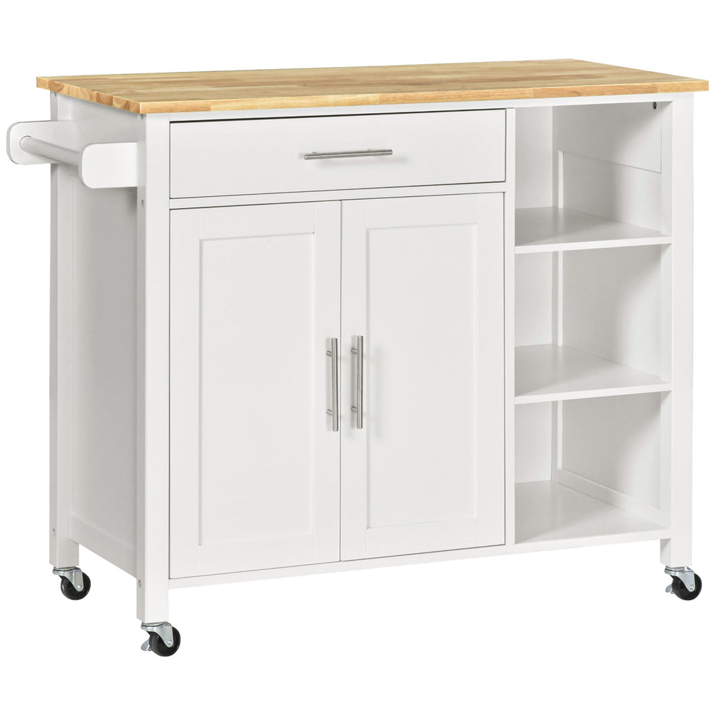 Kitchen Cart Wooden Wooden MDF wood with 1 drawer 1 locker 3 shelves and 4 wheels - Borgè