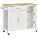 Kitchen Cart Wooden Wooden MDF wood with 1 drawer 1 locker 3 shelves and 4 wheels - Borgè