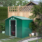 Garden Shed with Base and Double Sliding Doors, Steel Garden Shed, 277x195x192 cm, Dark Green - Borge' Group Limited