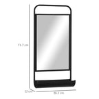 wall mirror with lower shelf and metal structure, 36.2x12x71.7cm, black - Borgè