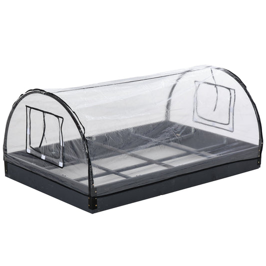 Outsunny Mini Greenhouse Garden or Balcony for Plants and Flowers with Transparent PVC Cover and Planter, 120x79x53cm - Borgè