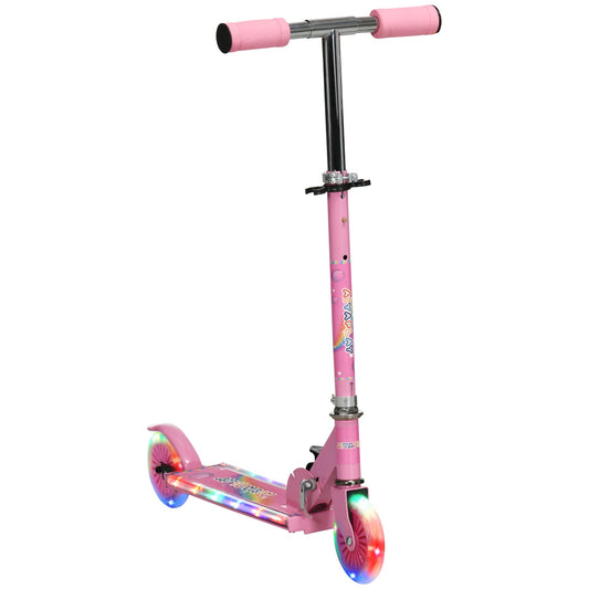 Monopotino for children 3-7 years folding 2 wheels and adjustable height, 67x30x63/68/73/76 cm, pink - Borgè