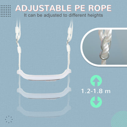 Outsunny swing for children 9-36 months in pp and pe with adjustable rope and LED lights, 39x16.5x120-180 cm, white - Borgè