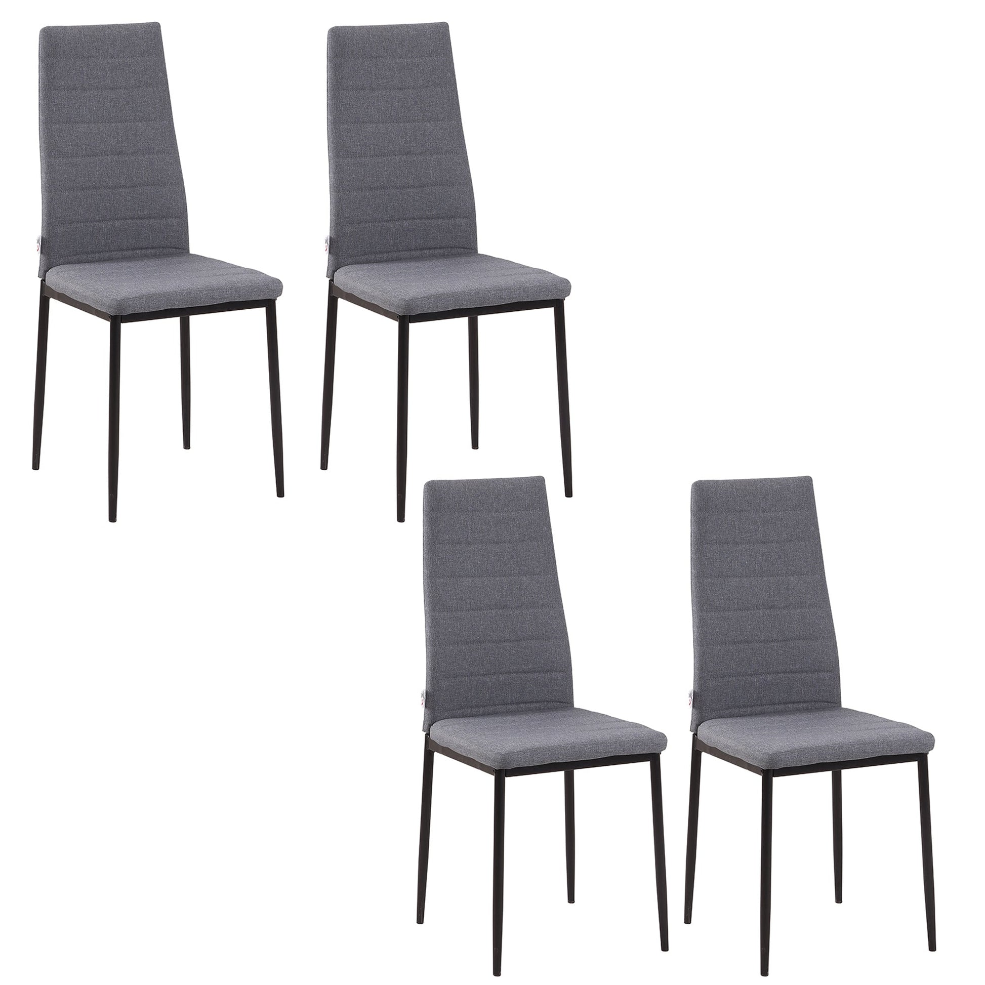 set 4 padded chairs for living room or dining room, modern kitchen chairs, metal and Grey fabric - Borgè