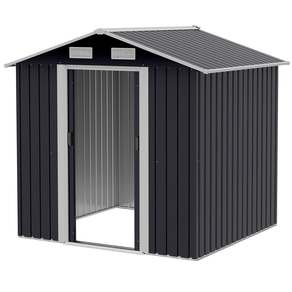 Galvanized Steel Garden Shed, Double Sliding Door and 4 Vents 2x1.5x1.9m - Borge' Group Limited