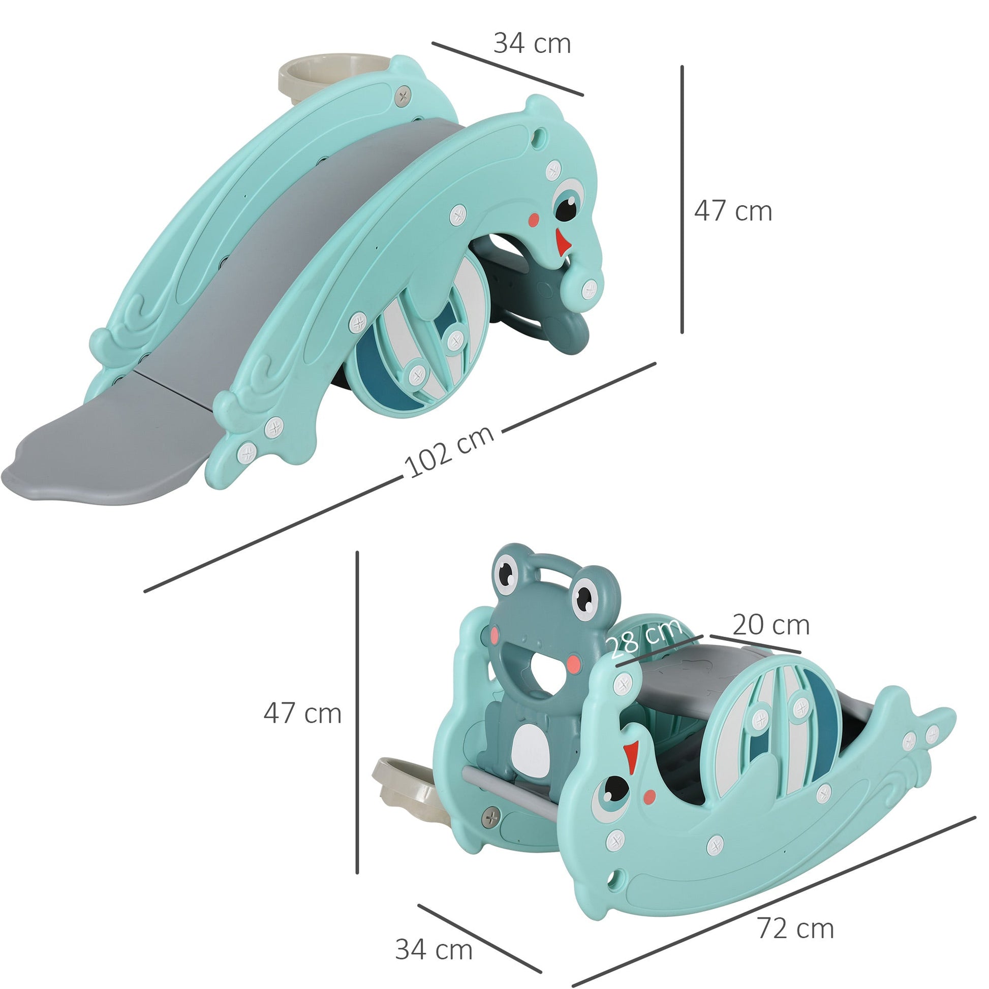 3-in-1 Cavallo Cordolo slide for children 3-5 years green basket - Borgè