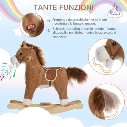 Light Brown Rocking Horse with Realistic Sounds | 36-72 Months