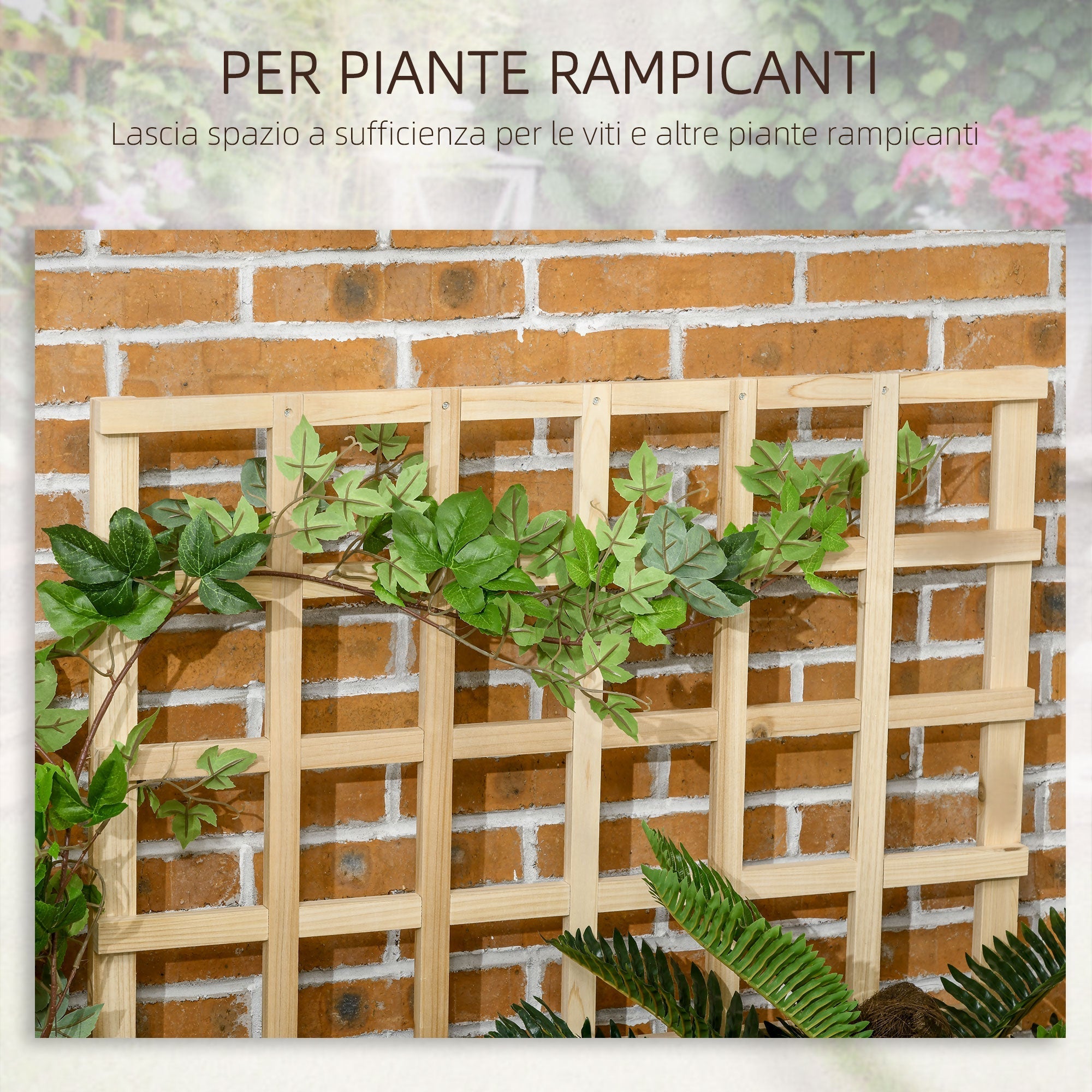3-Tier Outdoor Planter with Fir Wood and Non-Woven Fabric Trellis, 95x95x110 cm - Borge' Group Limited