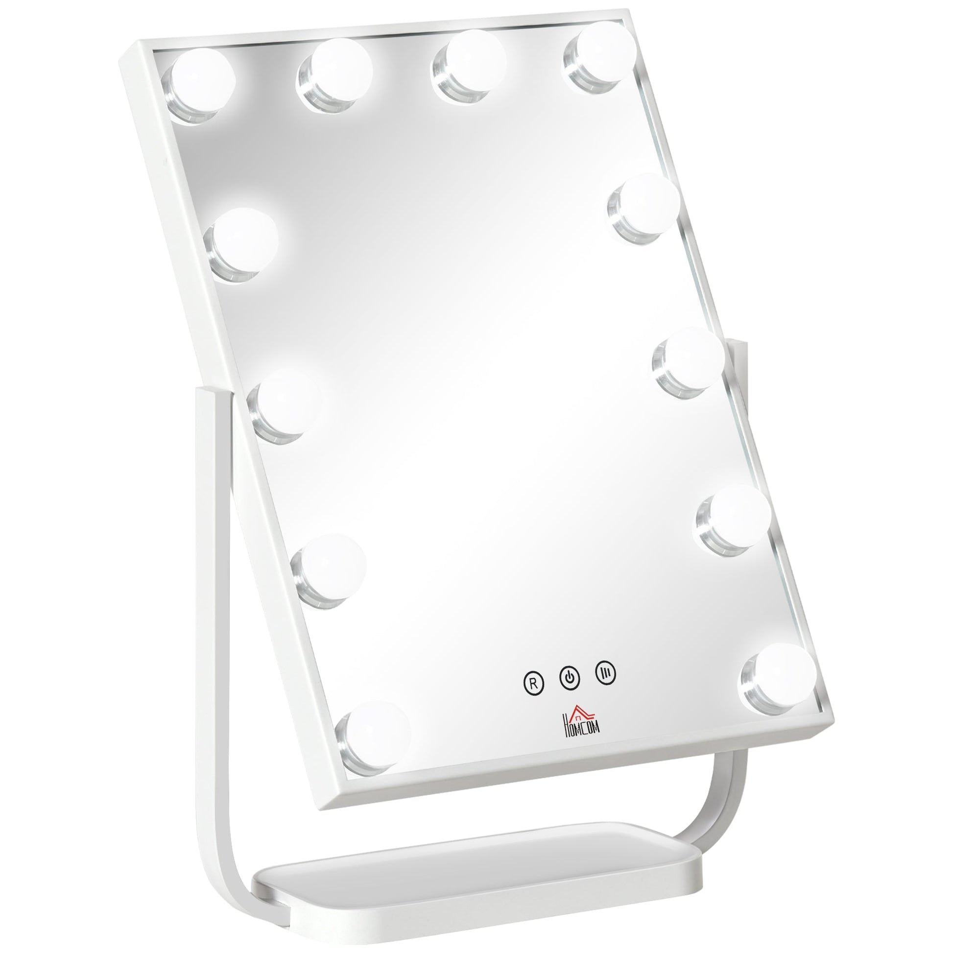 Homcom Illuminated make -up mirror inclinable with 12 LED lights and adjustable brightness, 32.8LX11x47.4cm - Borgè