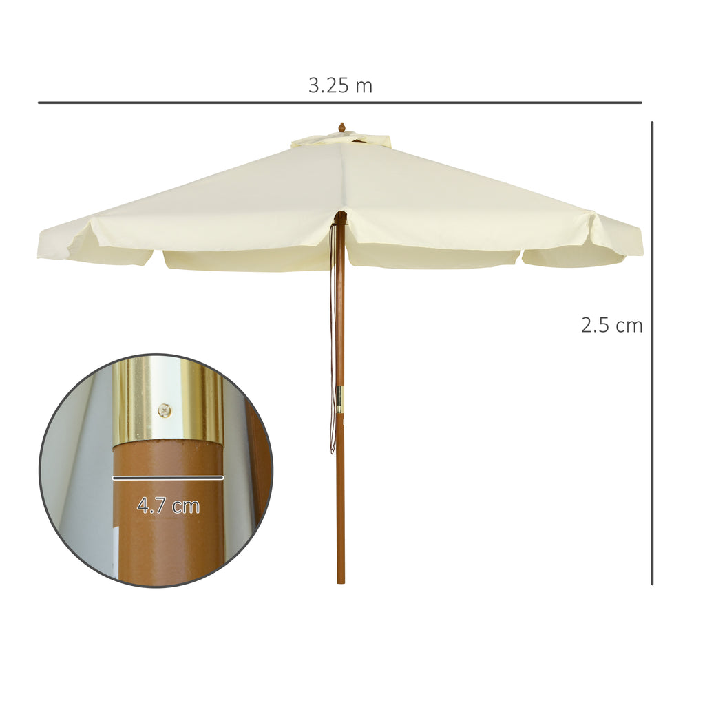 Outsunny garden umbrella with double roof, in bamboo wood and polyester, Ã˜325x250 cm, beige - Borgè