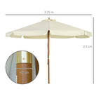 Outsunny garden umbrella with double roof, in bamboo wood and polyester, Ã˜325x250 cm, beige - Borgè