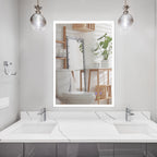 Kleankin Bathroom mirror with LED light 70x50 cm, mirror with anti-plot function and touch, silver keys - Borgè