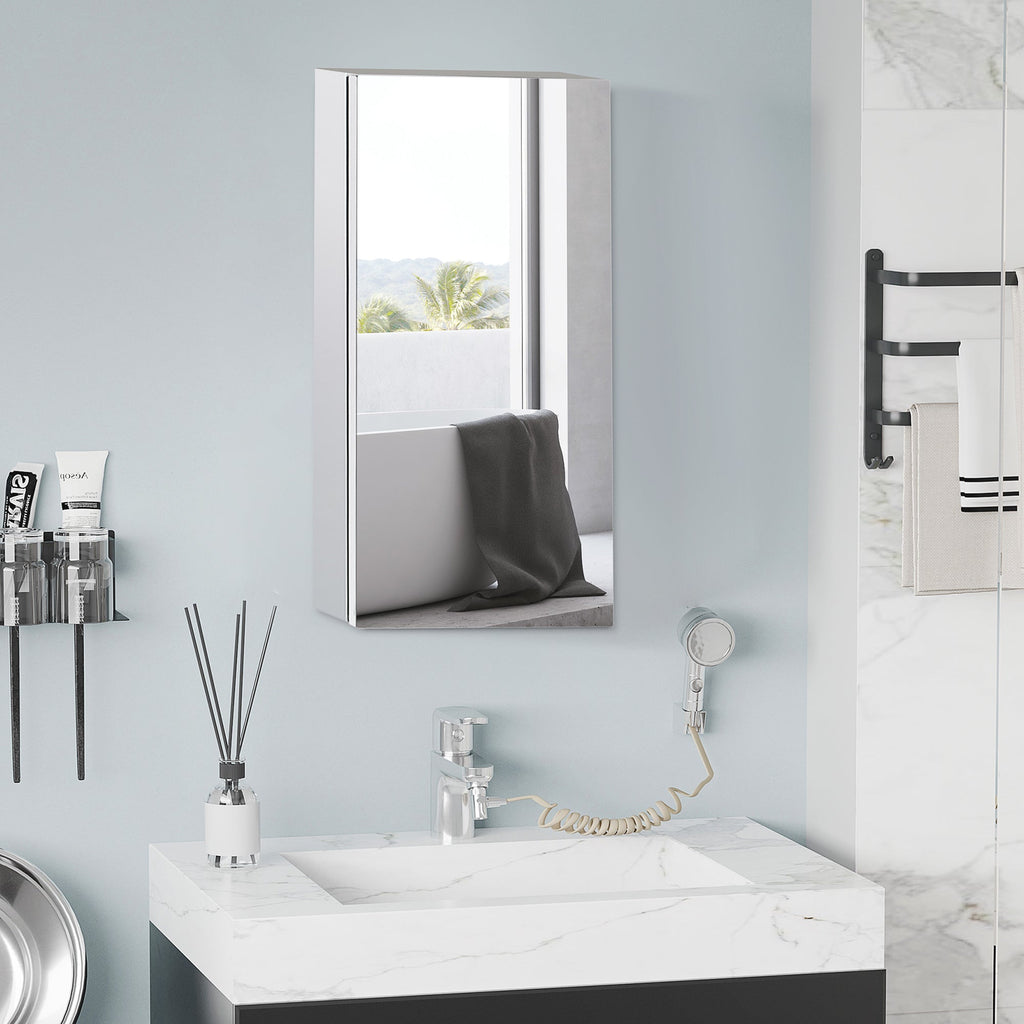 steel bathroom mirror with door and container with 2 shelves, 55x14x30cm - Borgè