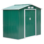 Garden Shed Tool Shed in Sheet Metal with Sliding Doors, 213x130x185cm, Green - Borge' Group Limited