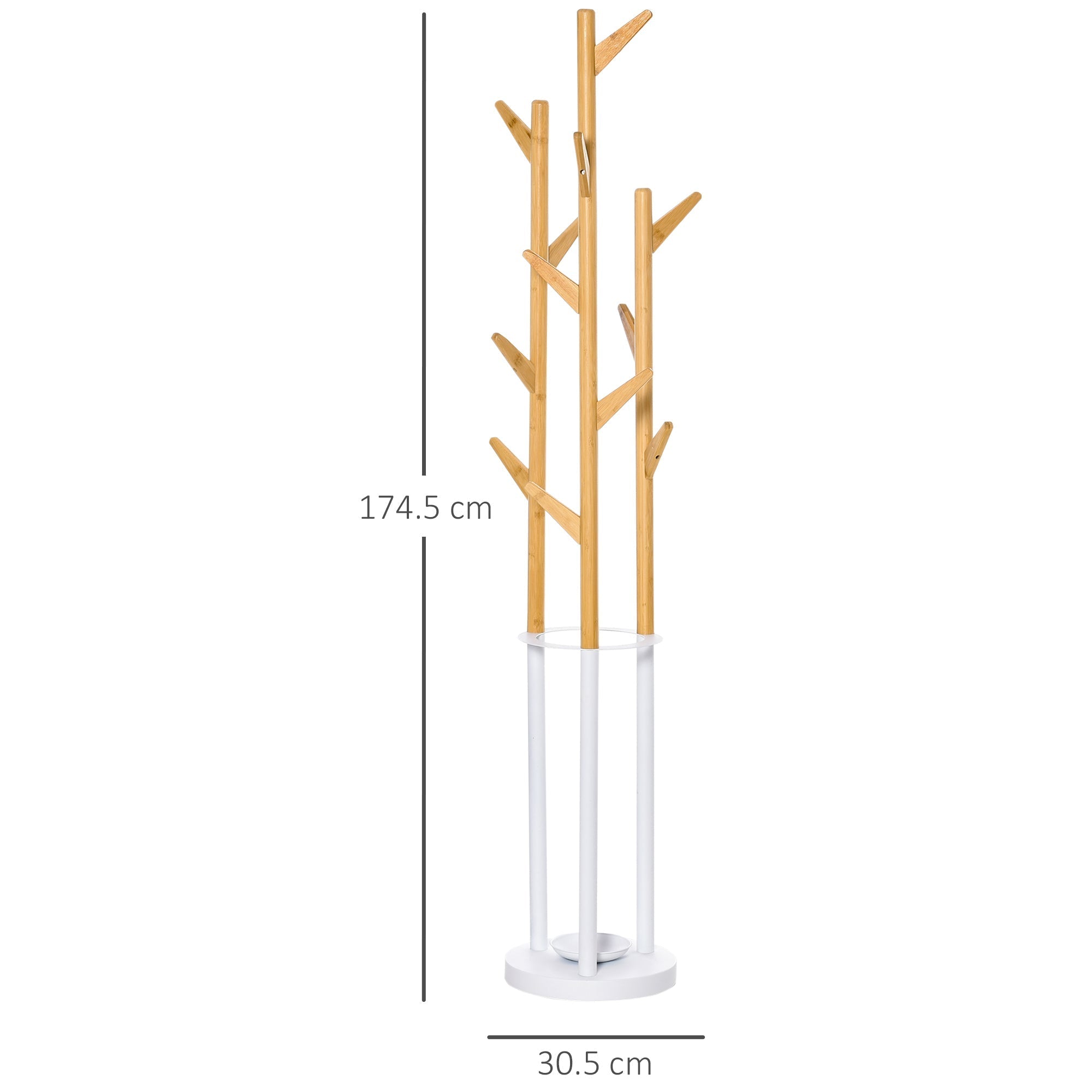 bends from the ground with napkin holders and 13 hooks, metal and bamboo, wood and white - Borgè