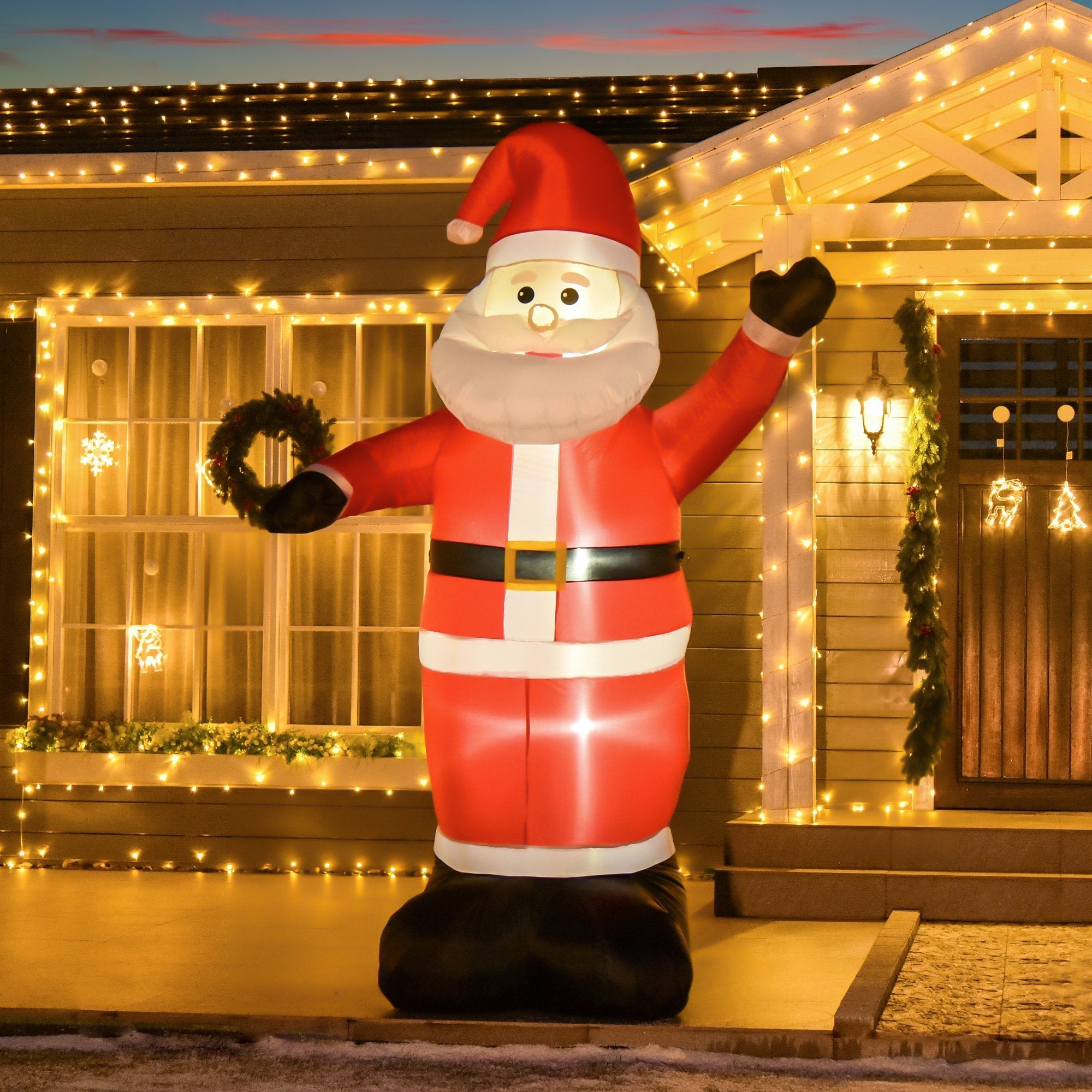 Santa Claus bright inflatable with LED lights Christmas decoration height 2.48m - Borgè