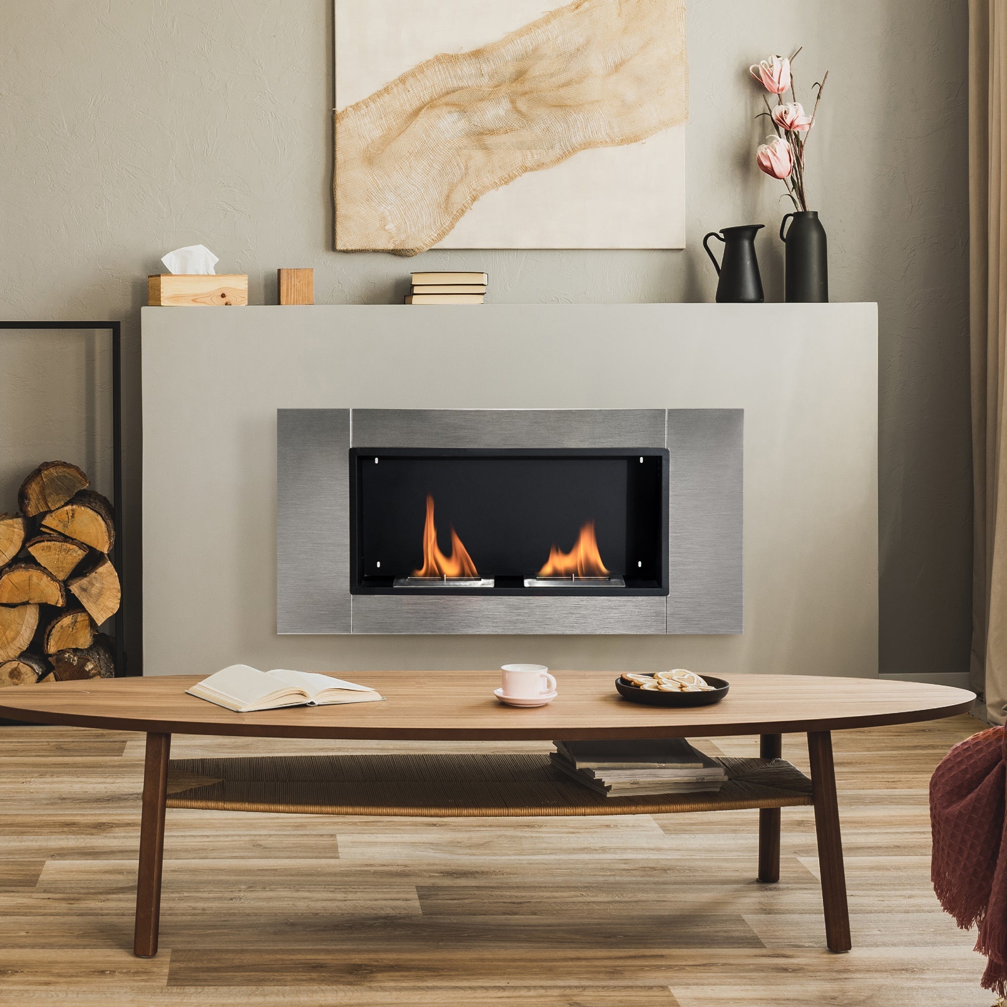 Bioethanol fireplace fireplace with 2 burners capacity of 3L 4400W 110 x 54 x 14.5cm - Borgè