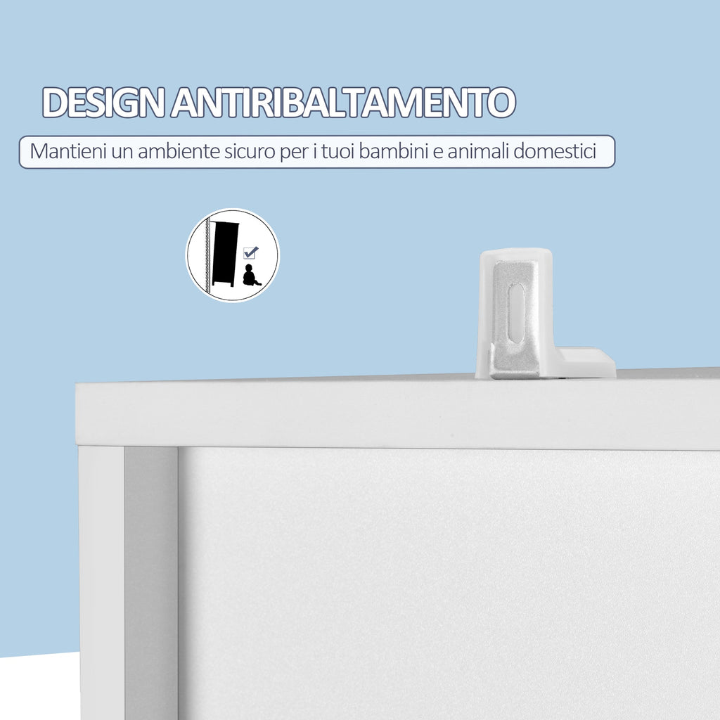 Kleankin Wooden Space Bathroom Column With Mirror and Pressure Opening, 30x28x170cm, White - Borgè