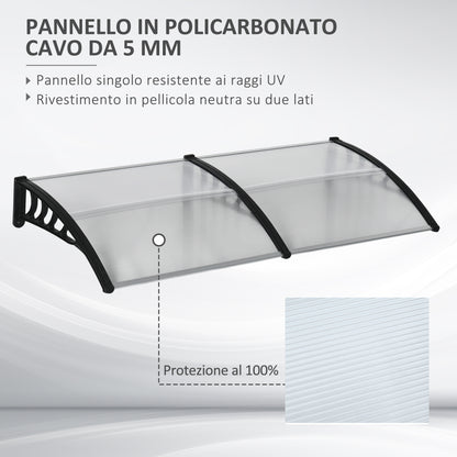 Outsunny modern roof in polycarbonate, aluminum and pp for balconies, windows and doors, 200x96x27 cm - Borgè