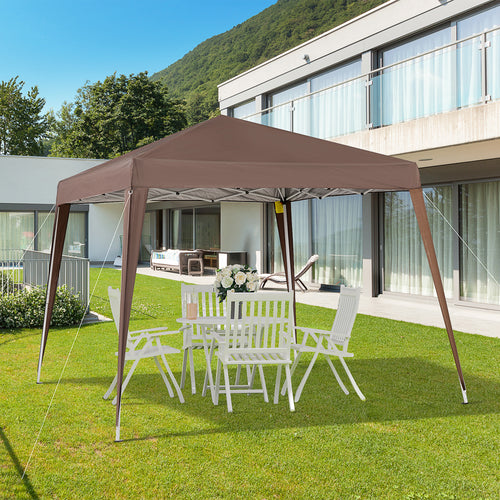 Outsunny Garden Folding Gazebo 2.4x2.4m with steel structure and windproof ropes, coffee - Borgè