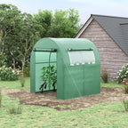 Greenhouse Tunnel Garden Greenhouse with Roller Doors and Windows in Green PE, 180x180x200cm - Borge' Group Limited