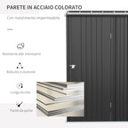 Garden Shed Tool Storage Shed in Steel Sheet with Lock, 161.5x94. 5x196cm, Black - Borge' Group Limited