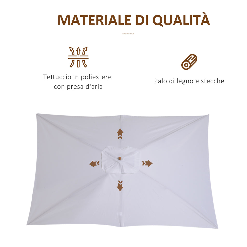 Outsunny umbrella M from garden 2x3 in lacquered wood with removable cover, white - Borgè