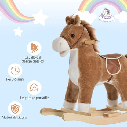 Light Brown Rocking Horse with Realistic Sounds | 36-72 Months