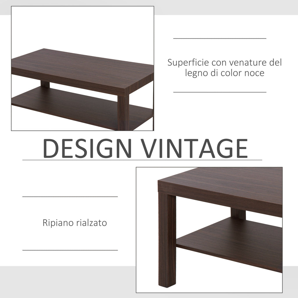 Homcom classic rectangular lounge table with wooden storage shelf 90 Ã— 45 Ã— 44.5cm - Borgè