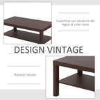 Homcom classic rectangular lounge table with wooden storage shelf 90 Ã— 45 Ã— 44.5cm - Borgè