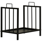 Outsunny interior and exterior metal portal with 2 handles and raised base for 50kg of wood - black - Borgè