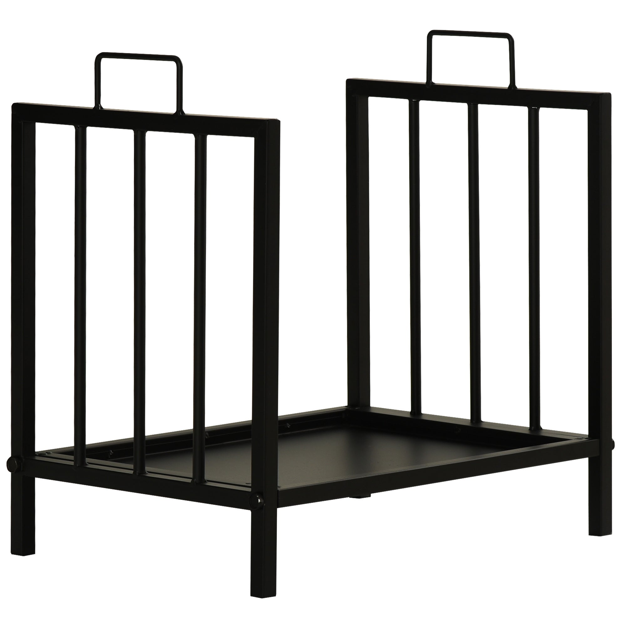 Outsunny interior and exterior metal portal with 2 handles and raised base for 50kg of wood - black - Borgè
