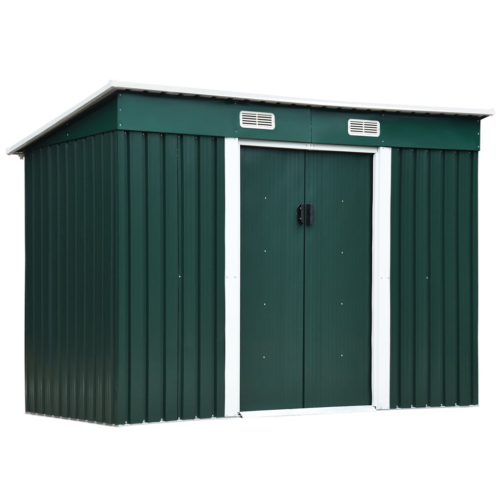 Steel Tool Shed, Garden Shed with 2 Sliding Doors, 261x133x182cm - Borge' Group Limited