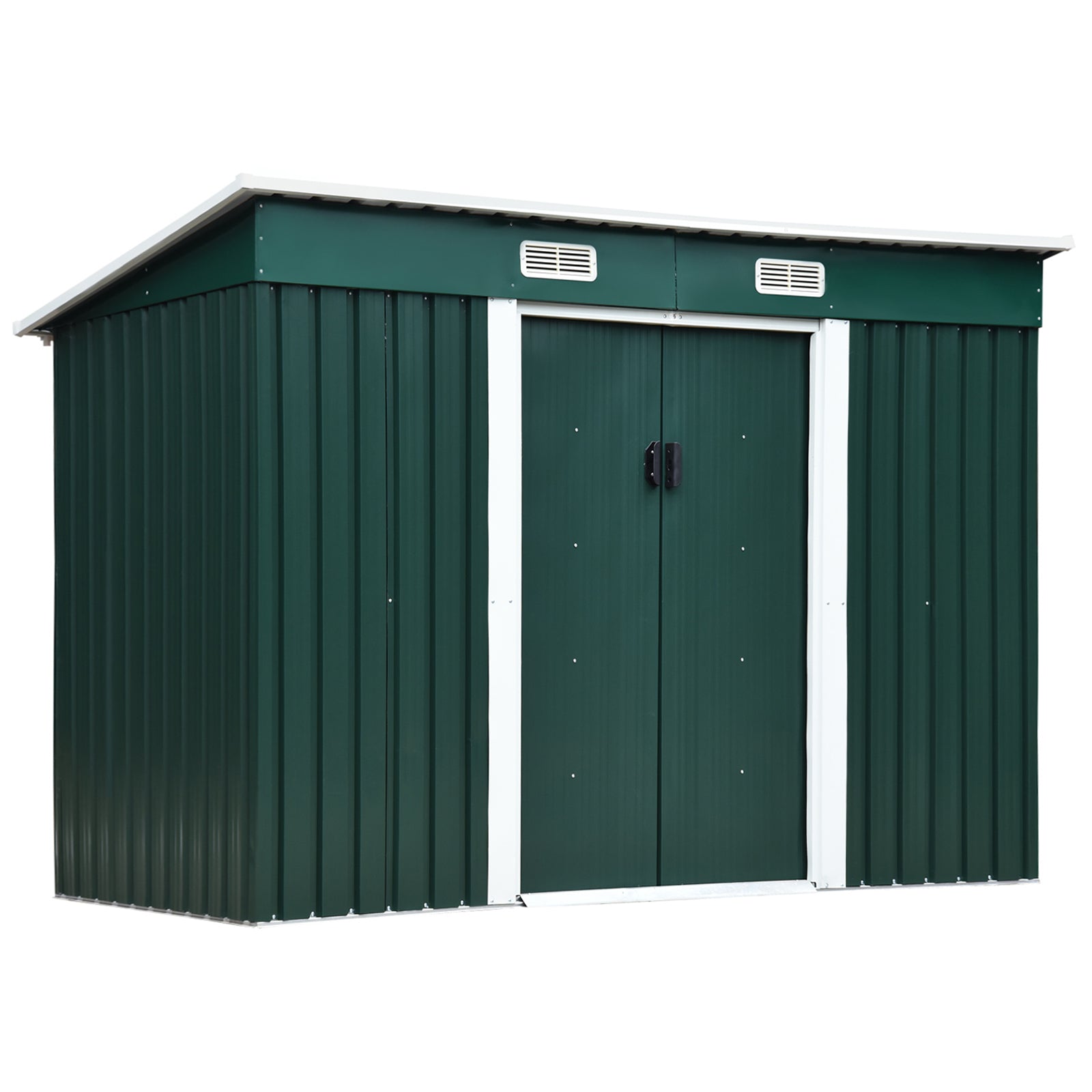 Steel Tool Shed, Garden Shed with 2 Sliding Doors, 261x133x182cm - Borge' Group Limited