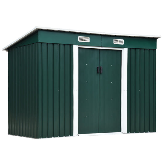 Outsunny house holder steel tools, garden shed with 2 sliding doors, 255x133x182cm - Borgè