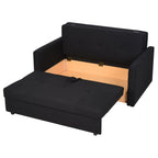 Sofa bed with storage space / 2 seater Sofa for living room and bedroom, in polycotone and rubber, dark Grey/Black - Borgè